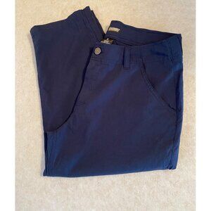 Khombv Cropped Capri Pant Medium, Women's Navy Blue, Zipper, Lightweight Casual